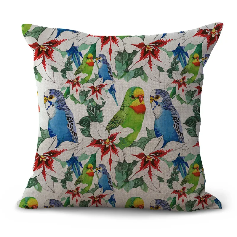 Модный новый индивидуальный дизайн наволочка с рисунком попугая из хлопка и льна