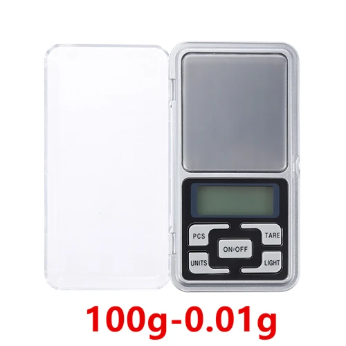 100g Цифровые Карманные весы, портативные электронные ювелирные весы с ЖК-дисплеем, золотые бриллиантовые весы с травами, весовые весы, 100 г/200 г/500 г 0,01 г - Цвет: 100g
