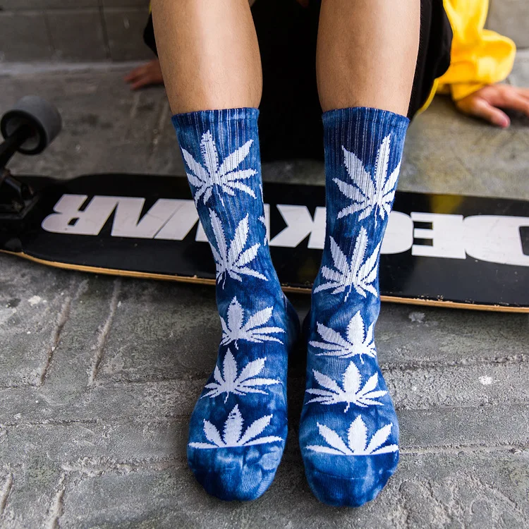 Мужские спортивные носки галстук красить сорняков каннабиса скейтборд в стиле