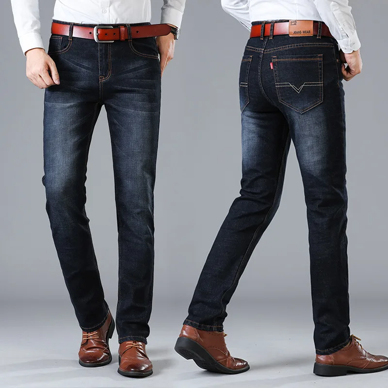 009 black jeans GEJIAN мужские новые джинсы, летние модные Стрейчевые джинсы, повседневные Прямые прямые брюки, однотонные дышащие деловые джинсы для мужчин - Цвет: 009 black jeans