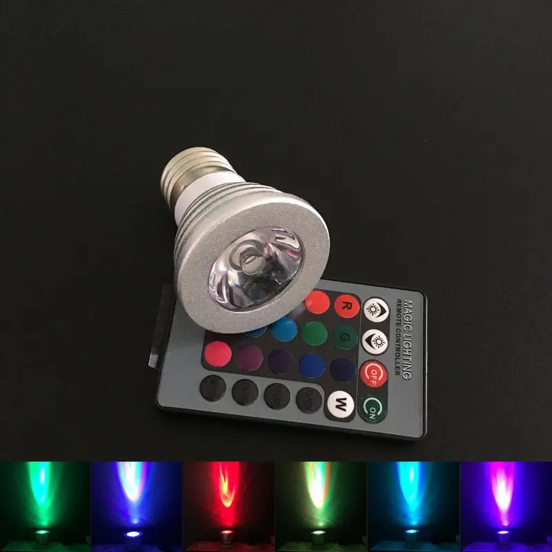 E27 E14 GU10 RGB Светодиодный прожектор волшебный светильник с ИК пультом