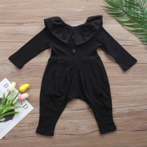 2017 Одежда для новорожденных девочек Комбинезон с оборками и длинными рукавами