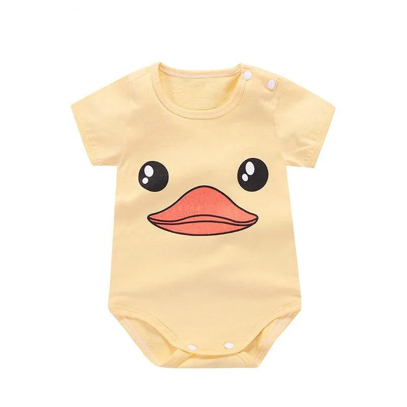 duck Г. Одежда для маленьких мальчиков и девочек Летний Детский боди с короткими рукавами и надписью, боди для малышей, цельнокроеная Милая одежда для близнецов# Y - Цвет: duck