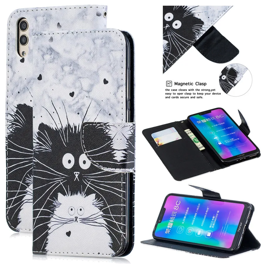 Кожаный чехол для huawei Honor 8C, чехол для huawei Honor 8C, чехлы для huawei Honor 8C, модный флип-кошелек, подставка, чехол для телефона s