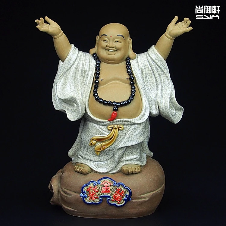 

Shang Yuxuan в стиле Кул Shiwan мастер прекрасной фигуры Maitreya керамические украшения с Буддой стену взлом глазури технологии