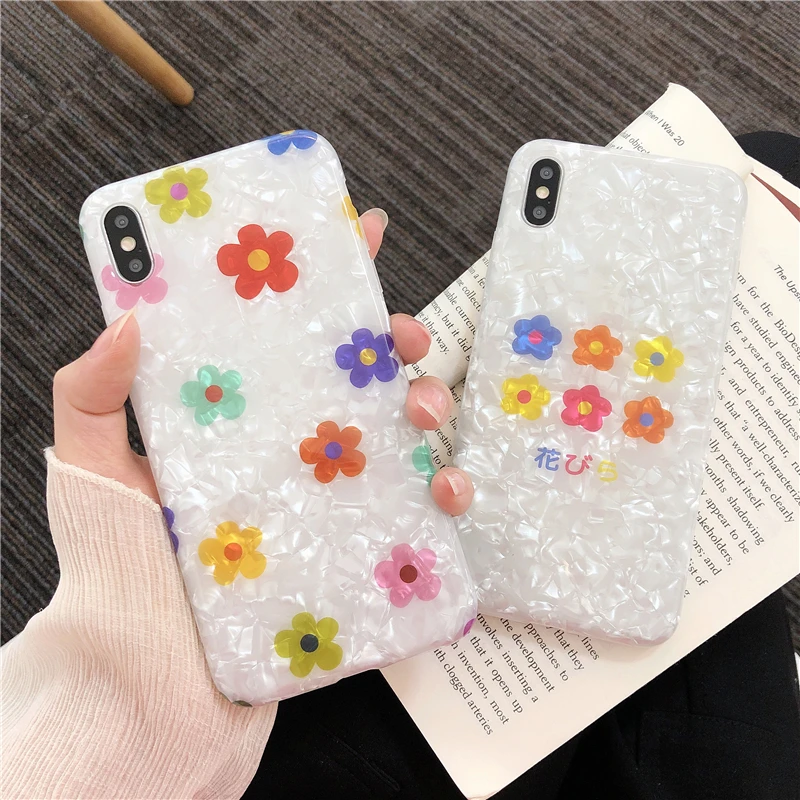 Модный цветочный чехол для Iphone X Xs Max Xr Блестящий сверкающий мягкий из ТПУ 6s 7 8plus |