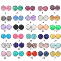 lots of kinds mini iridescent druzy stone resin stud earrings geometric round disk deco jewelry