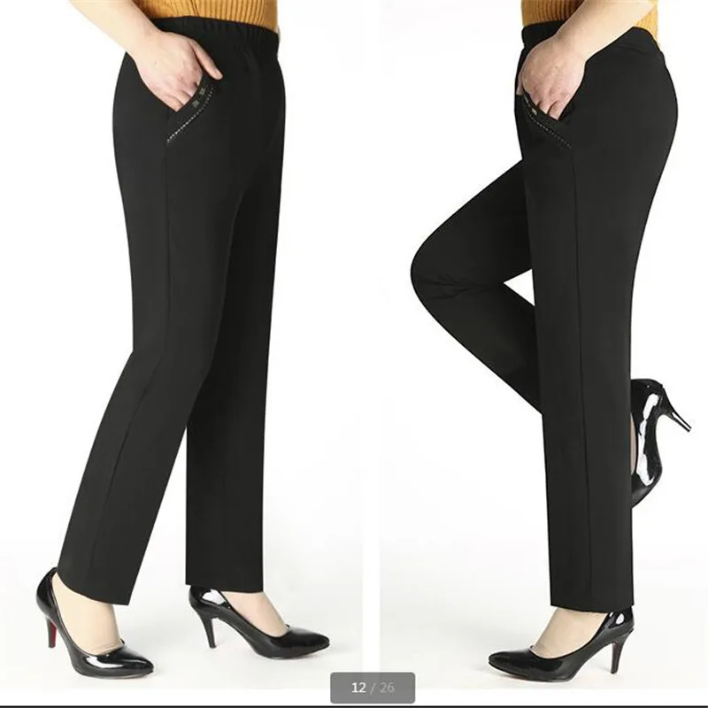 Woman wide pants summer England style plus-size 5XL Women's black Pantalon ancho elegante Pantalones de cuero mujer | Женская одежда