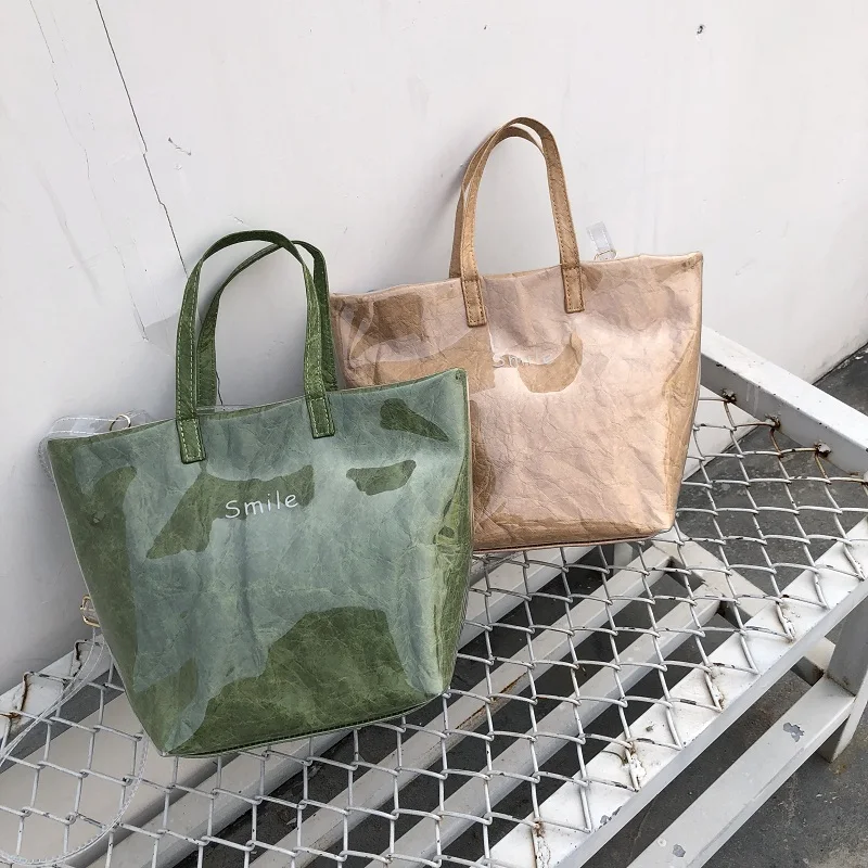 Высококачественная мягкая креативная Сумка-тоут из крафт-бумаги с большим