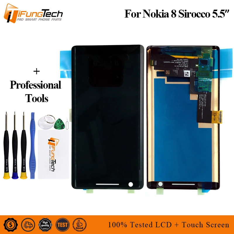 Черный oled-дисплей 5," для Nokia 8 Sirocco ЖК-дисплей с сенсорным экраном дигитайзер сборка для Nokia 8 Sirocco TA-1005 lcd