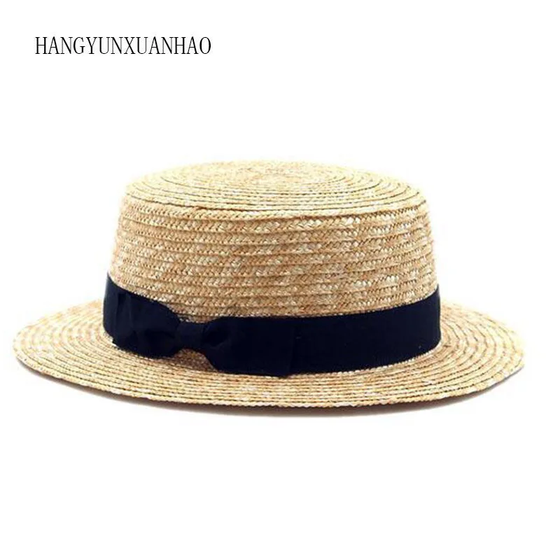

HANGYUNXUANHAO Women Summer Beach Sun hats 2019 Brand New Straw Hat Bone Feminino Straw Hats Wide Brim Flat Top Hat