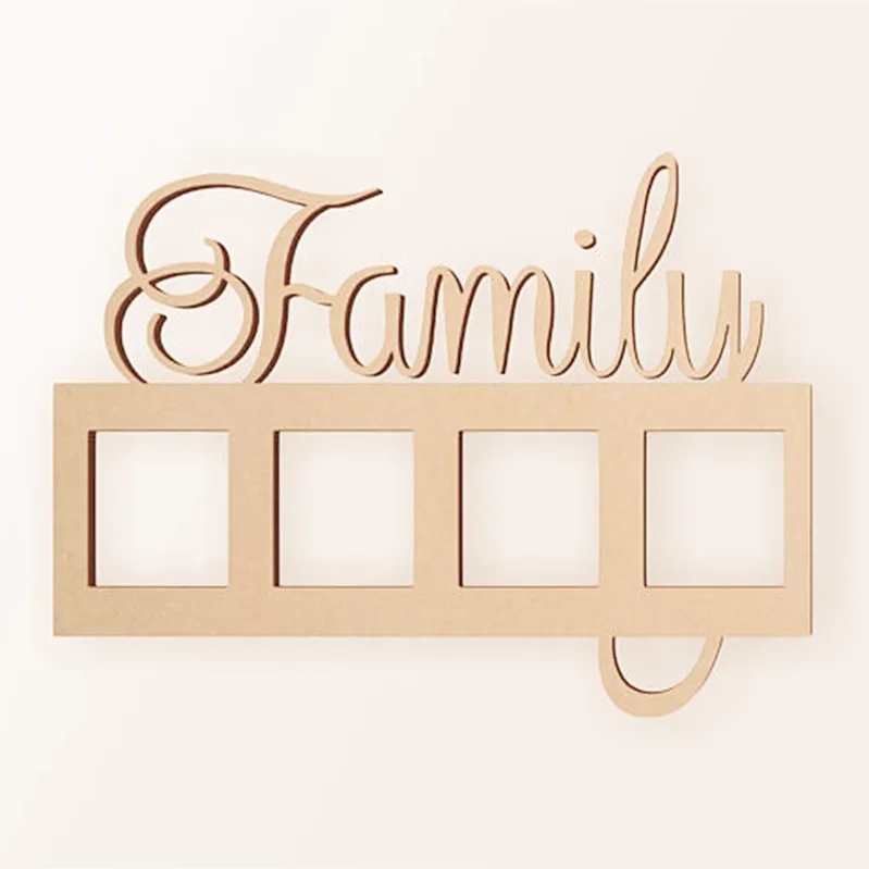 

2pcs Laser Cut Unfinished Wooden Family Photo Frame Home Decor Wall Hanging Art Wedding Decorations DIY Craft Scrapbooking