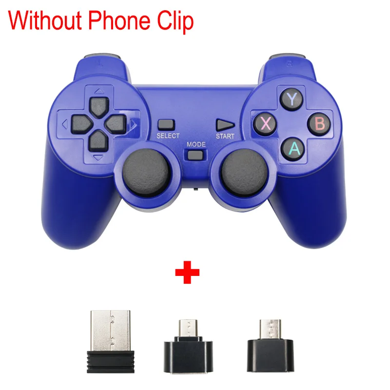 Для sony PS3 Android Phone tv Box PC 2,4G беспроводной джойстик для huawei OTG Смарт-мобильных телефонов игровой контроллер пульт дистанционного управления Joypad - Цвет: blue without stand