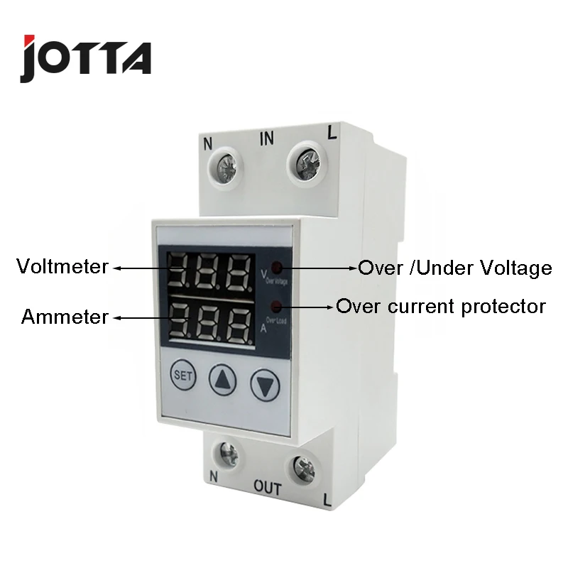 40A/63A 230V din-рейка регулируемое перенапряжение и под напряжением защитное устройство предохранитель реле с защитой от перегрузки по току