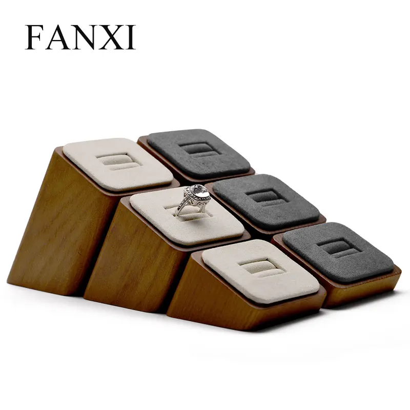 FANXI 3 шт./лот деревянная подставка для ювелирных изделий дисплей колец с губчатым