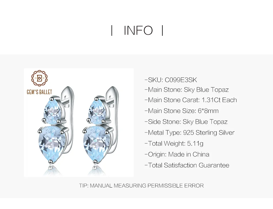 Жемчужные балетные 3.62Ct овальные серьги-гвоздики с натуральным небесно-голубым топазом из натуральной 925 пробы серебра новые ювелирные изделия для женщин
