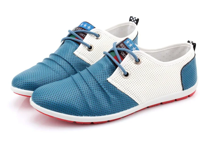 White male summer casual leather Men breathable shoes trend plus size commercial single 2014 | Обувь