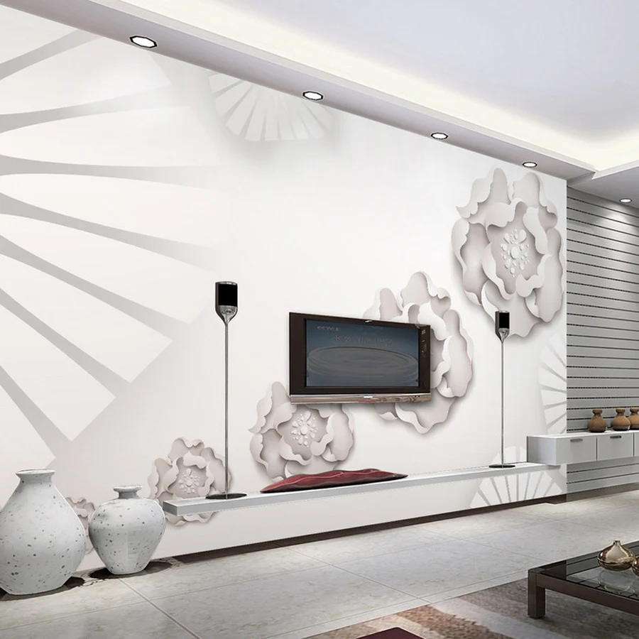 Элегантная серая белая роза полоса 3D комната рельефные обои для 3 d настенная