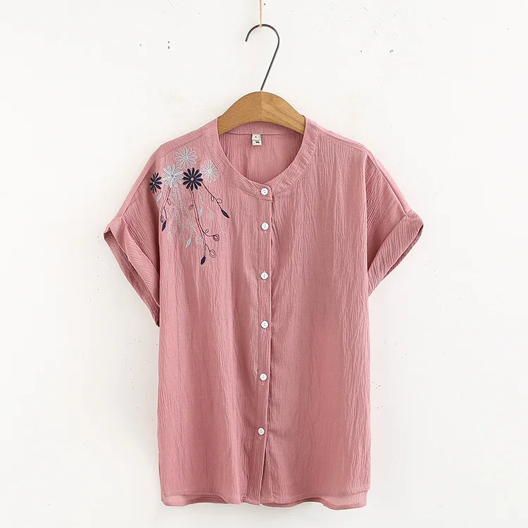 2019 Plus Size Casual T-shirts Summer Women Clothing Fashion Loose Short Sleeve embroidery Tops A31-057 | Женская одежда