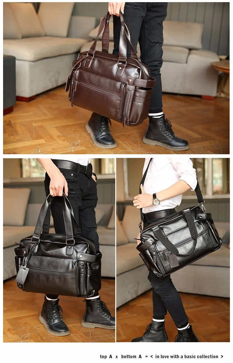 Молодежная модная мужская кожаная дорожная сумка, винтажные сумки для путешествий, большая мужская дорожная сумка в деловом стиле с плечевым ремнем, сумка для путешествий