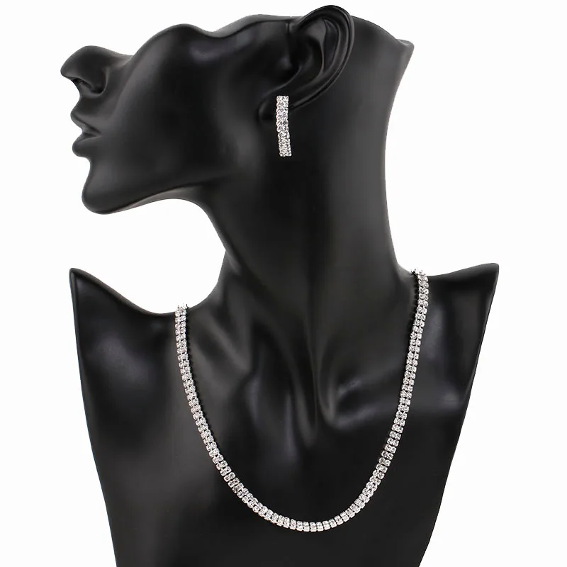 Комплект из колье и серёг с кристаллами|earrings set for women|necklace earring setbridal jewelry sets |