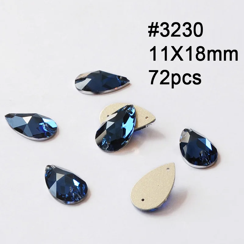 Drop 11X18mm 72pcs Смешанные Пришивные хрустальные стразы Rivoli Drop Монтана Швейные стеклянные стразы камни вышитые ткани аксессуары платье для одежды - Цвет: Drop 11X18mm 72pcs