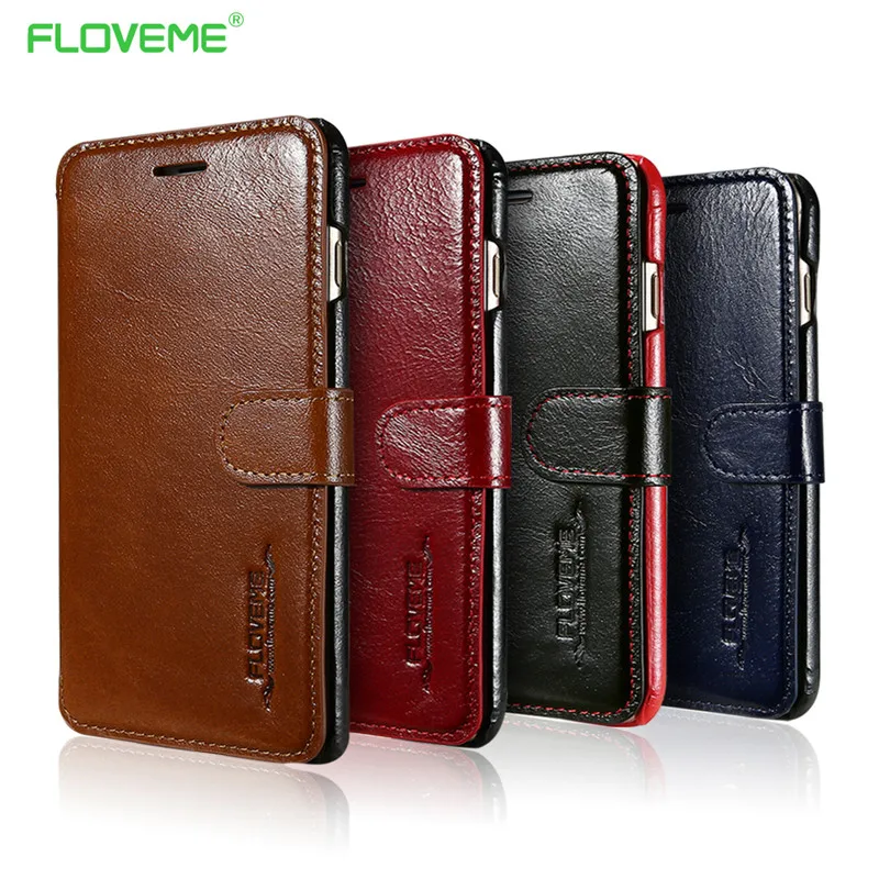 FloveMe Luxury Brand Wallet Case for iPhone 7 Genuine Real Leather Card Slots Holder Cover iphone Plus Coque | Мобильные телефоны и