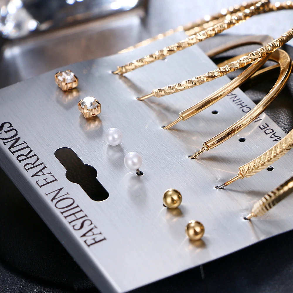 FAMSHIN 6 шт./компл. модные панковские хрустальные серьги гвоздики для женщин