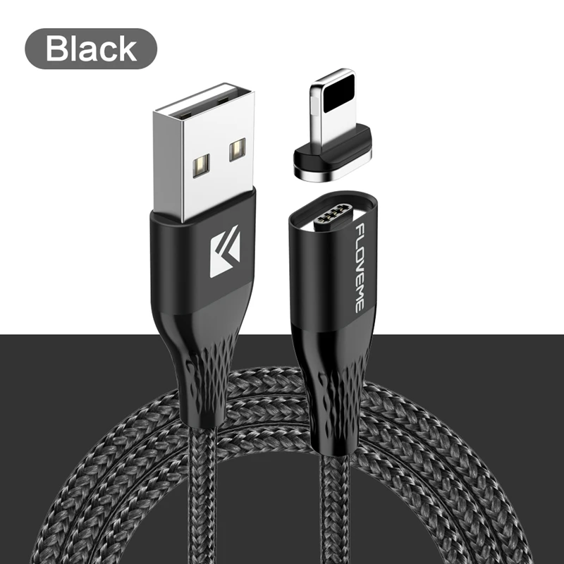Black Color Магнитный зарядный кабель FLOVEME 3A для iPhone, кабель Micro usb type-C, магнитный кабель для быстрой зарядки, кабель Micro usb type-C для samsung - Цвет: Black Color
