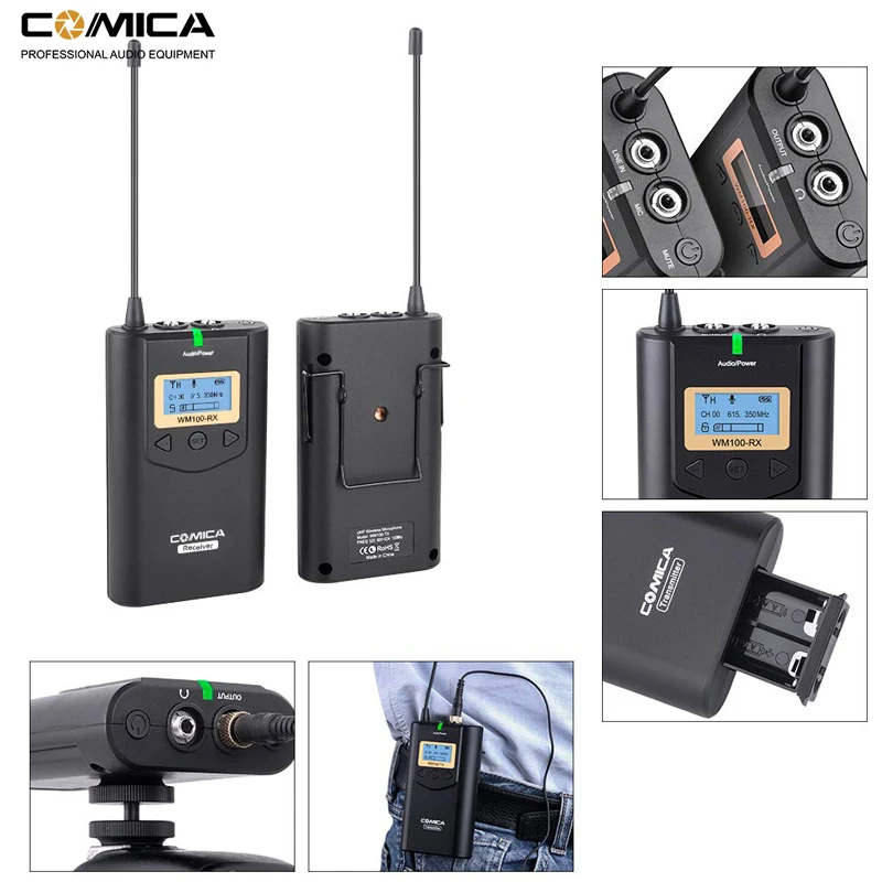 Comica CVM WM100 UHF 48 каналов Беспроводной петличный микрофон система для цифровой