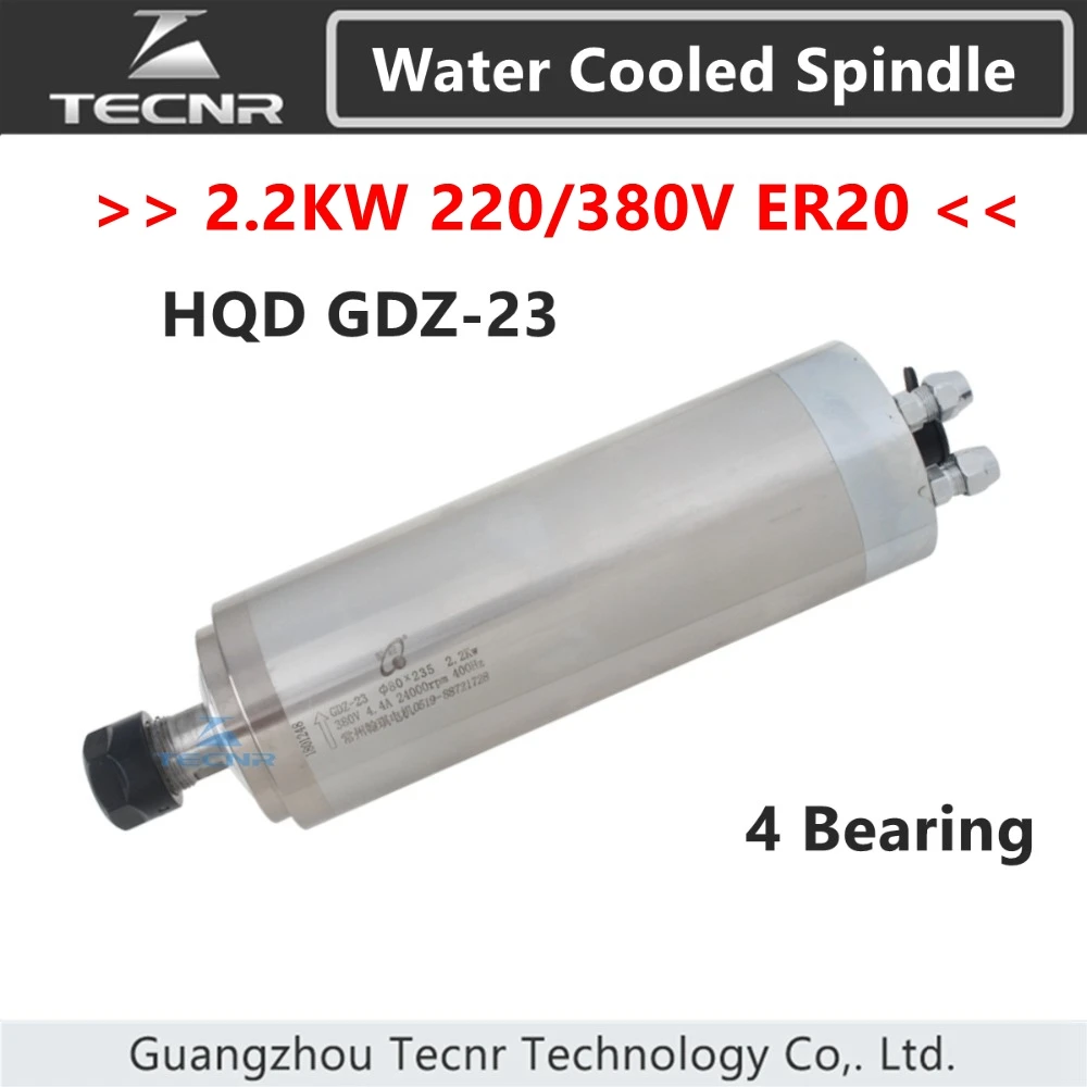

HQD 2.2KW 220V 380V двигатель шпинделя с водяным охлаждением 4 шт. подшипник ER20 диаметр 80 мм GDZ-23