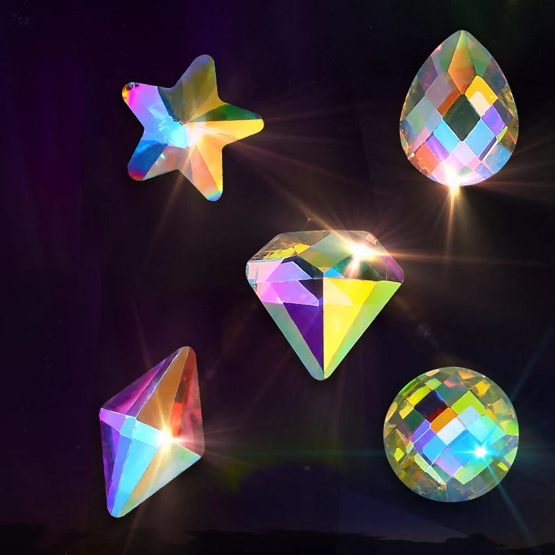 MEET ACROSS 10 шт./компл. хрустальные блестящие 3D Стразы для ногтевого дизайна AB
