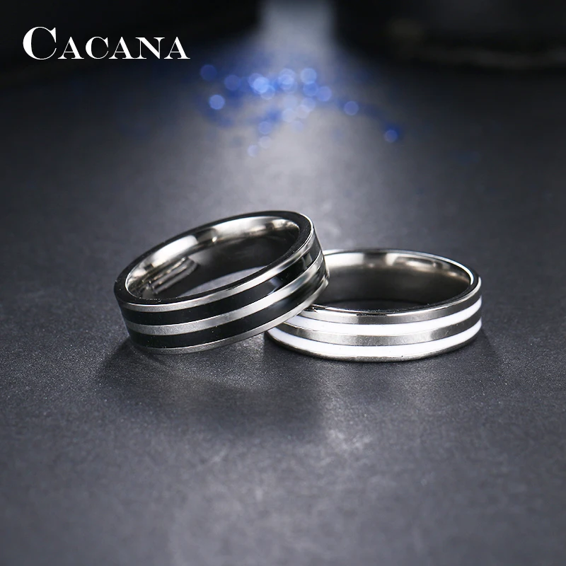 CACANA кольца из нержавеющей стали для женщин двойная петля керамическая мозаика - Фото №1