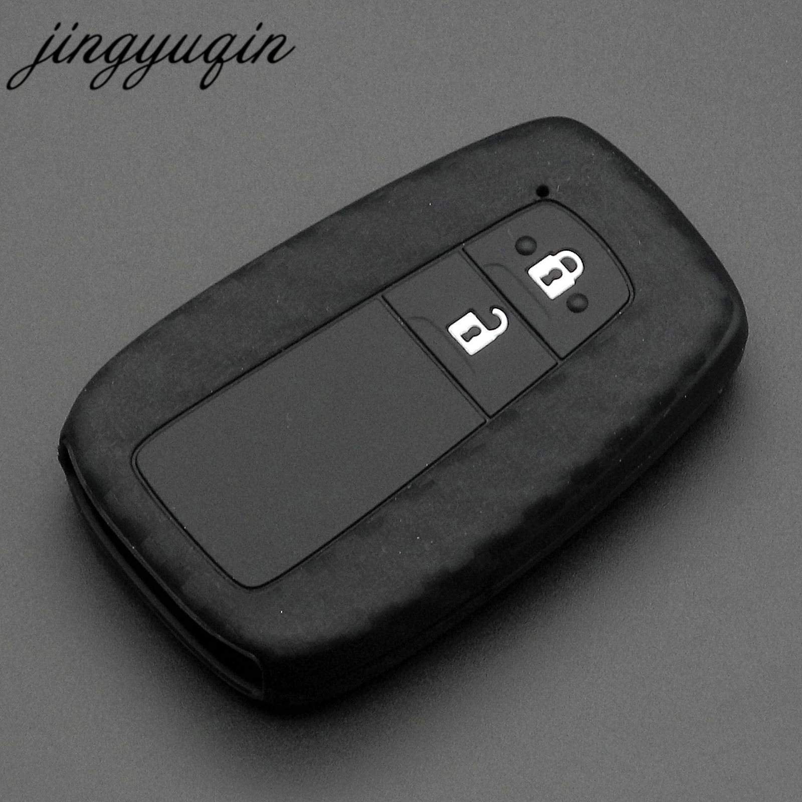 

jingyuqin Car Carbon Silicone Key Holder Cover For Toyota Camry Corolla C-HR CHR Prado Prius Fiber Key Chain Protection Case
