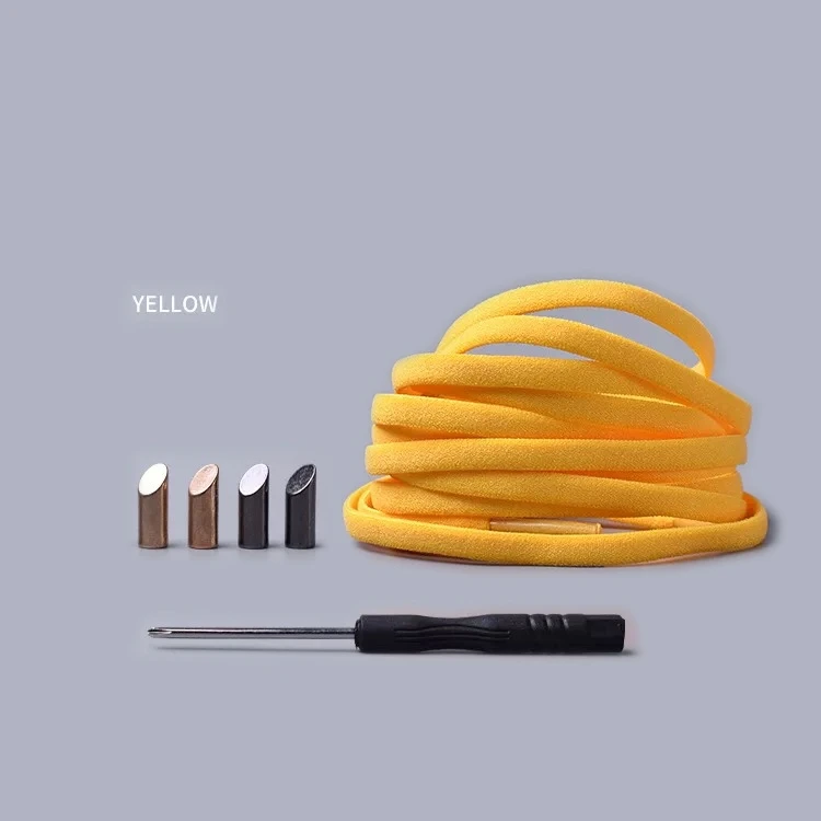 Yellow 1 пара шнурков для обуви без завязок полукруглые эластичные шнурки для детей и взрослых, кроссовки для быстрой шнурки, шнурки для обуви для ленивых, 15 цветов, кружевные корзины - Цвет: Yellow
