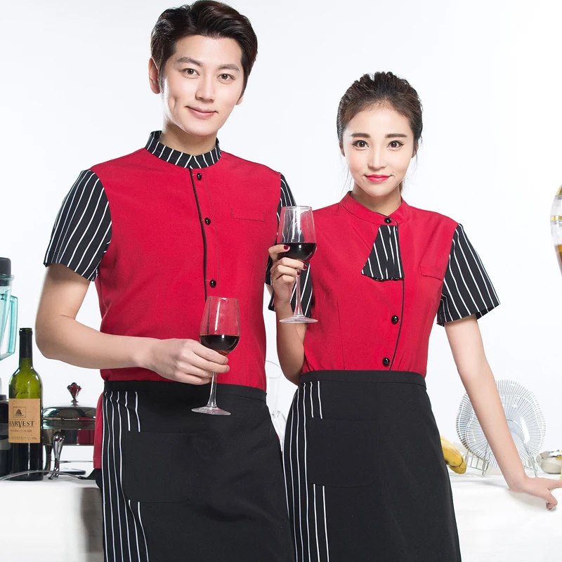Рубашка для официанта с коротким рукавом рабочая одежда работы ресторана кафе