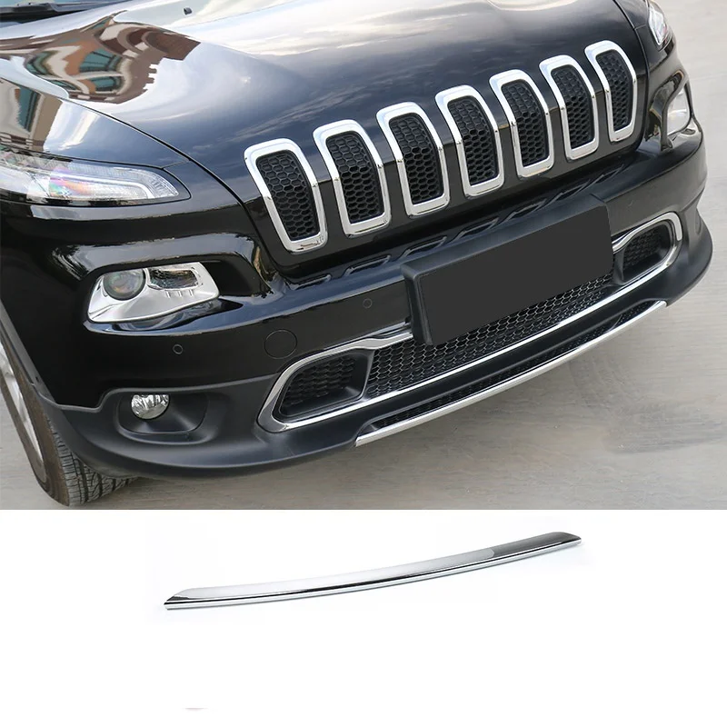 Front Silver Автомобильные наклейки SHINEKA для Jeep Cherokee- ABS, автомобильные задние двери, багажники, декоративные полосы для Jeep Cherokee, аксессуары - Название цвета: Front Silver