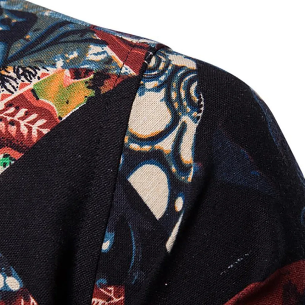 Мужская рубашка летняя Пляжная винтажная с этническим принтом отложным