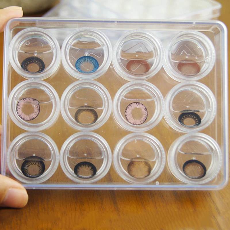 

12Grids Adjust Plastic Storage Box Case Contact Lens Soak Box Holder Cosmetic Bead Nail Art Display Holder Box Cosmetic Jar