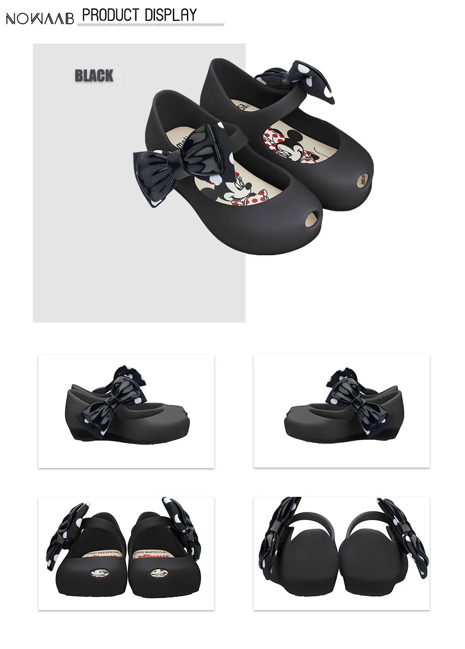 Mini Melissa/оригинальные Ultragirl+ Minnie II, новинка года, пластиковые сандалии для девочек с бантом, детские сандалии Melissa/детские Нескользящие туфли