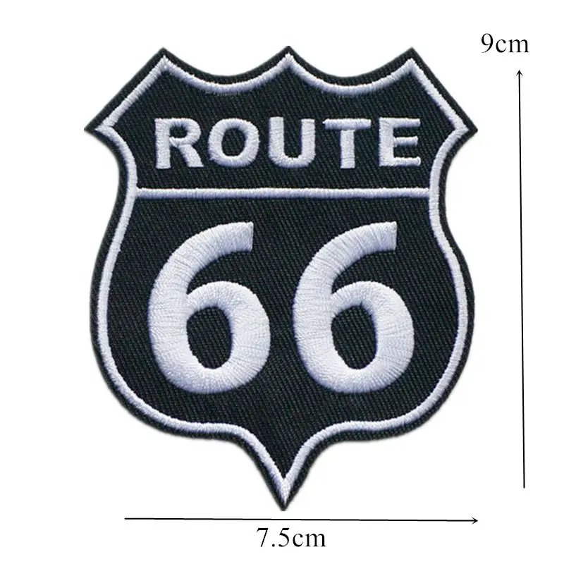 Нашивки с вышивкой надписей Route 66 Пришивные черно белые эмблемы вышитые нашивки