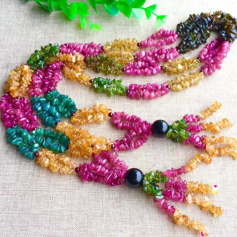 Ожерелье из натурального турмалина jourssnow с бусинами неправильной формы цепочка