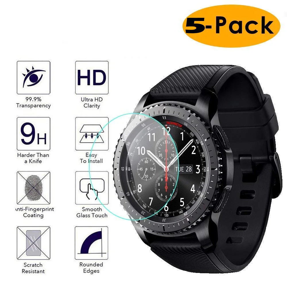 5 упаковок для samsung gear S3 Frontier/классический протектор экрана 9H 2.5D взрывозащищенное Закаленное стекло для gear S2