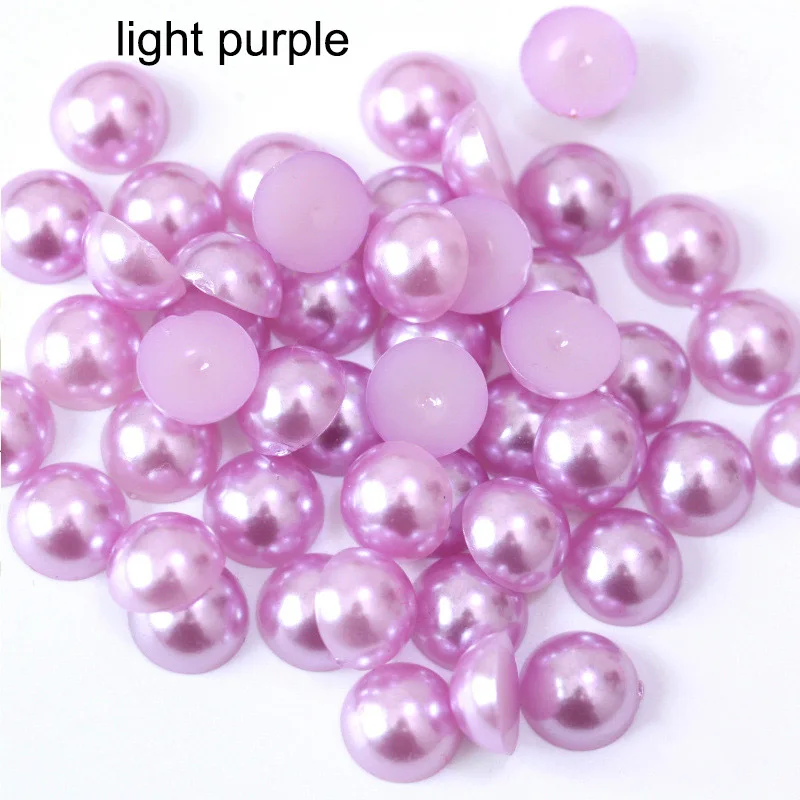 light purple 2-14 мм полукруглые Акриловые Имитация плоские бусины жемчуга для рукоделия украшения ногтей украшения Аксессуары - Цвет: light purple