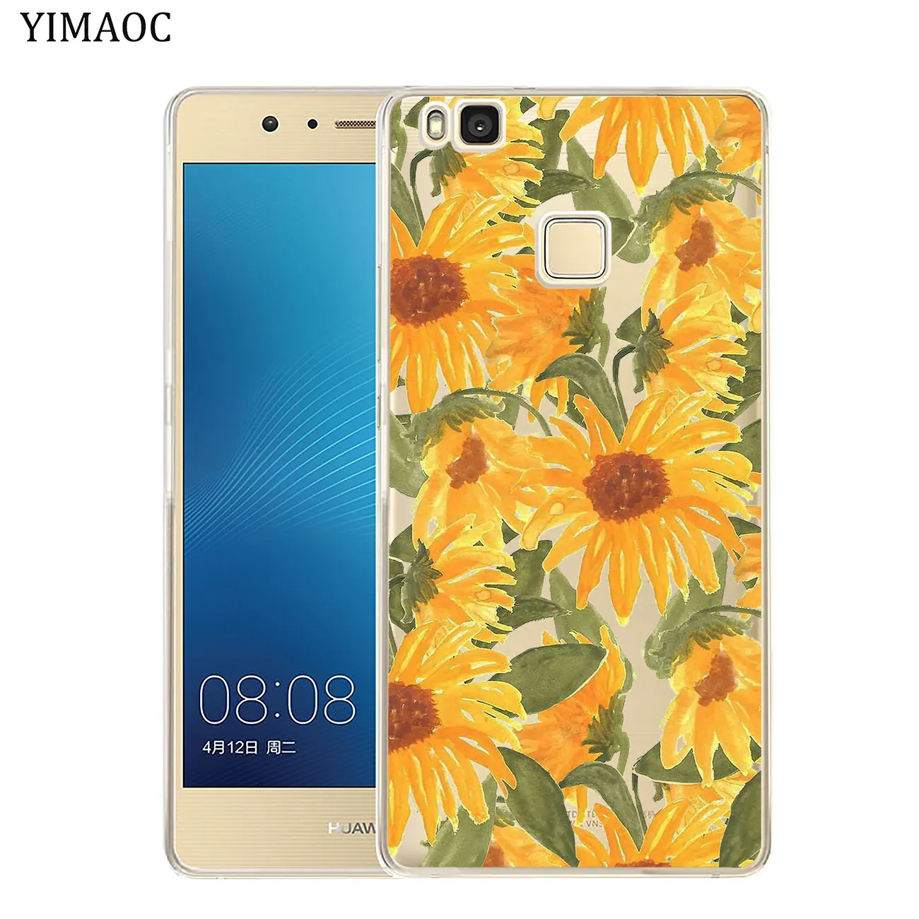 Мягкий силиконовый чехол для телефона YIMAOC с розовым пионом и подсолнухами Huawei P30