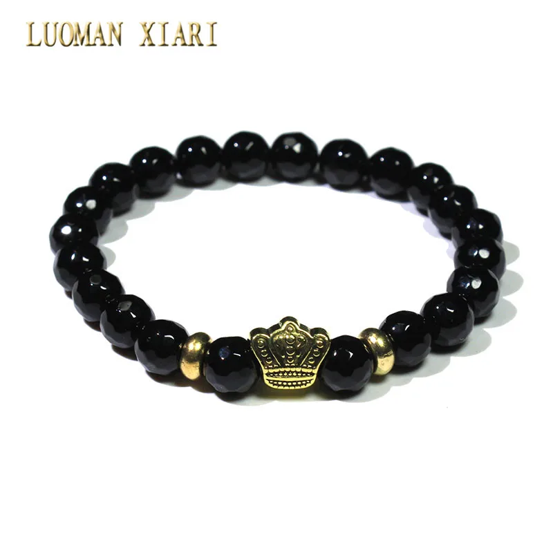 Оптовая продажа 8 мм Корона лицом бусины тигровый глаз натуральный камень