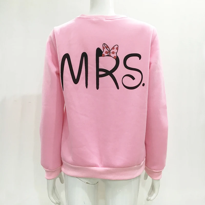 Модный пуловер с буквенным принтом MR & MRS осенняя Повседневная Толстовка круглым
