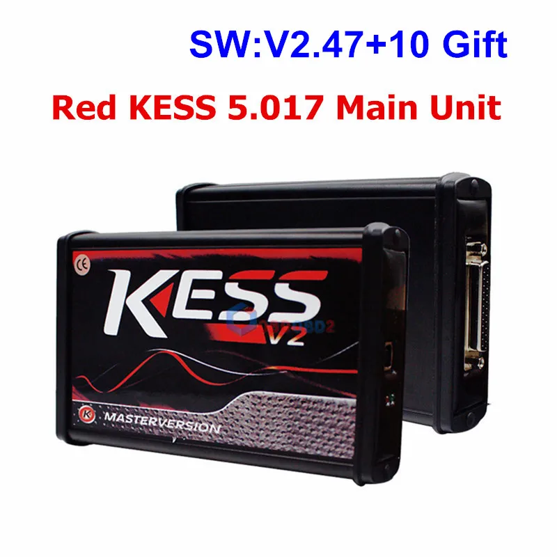 Онлайн V2.47 ЕС красный KESS V5.017 OBD2 менеджер Тюнинг KTAG V7.020 4 светодиодный KESS V2 5,017 рамка фонового режима отладки K-TAG V2.25 Авто программатор системного блока управления - Цвет: KESS Main Unit