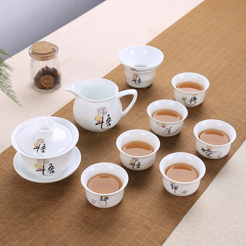 9 шт. китайский чайный сервиз Gaiwan голубой и белый фарфор Чайный набор кунг-фу Супница керамическая чашка для чая чайная чашка и блюдце мастер чашки - Цвет: see chart
