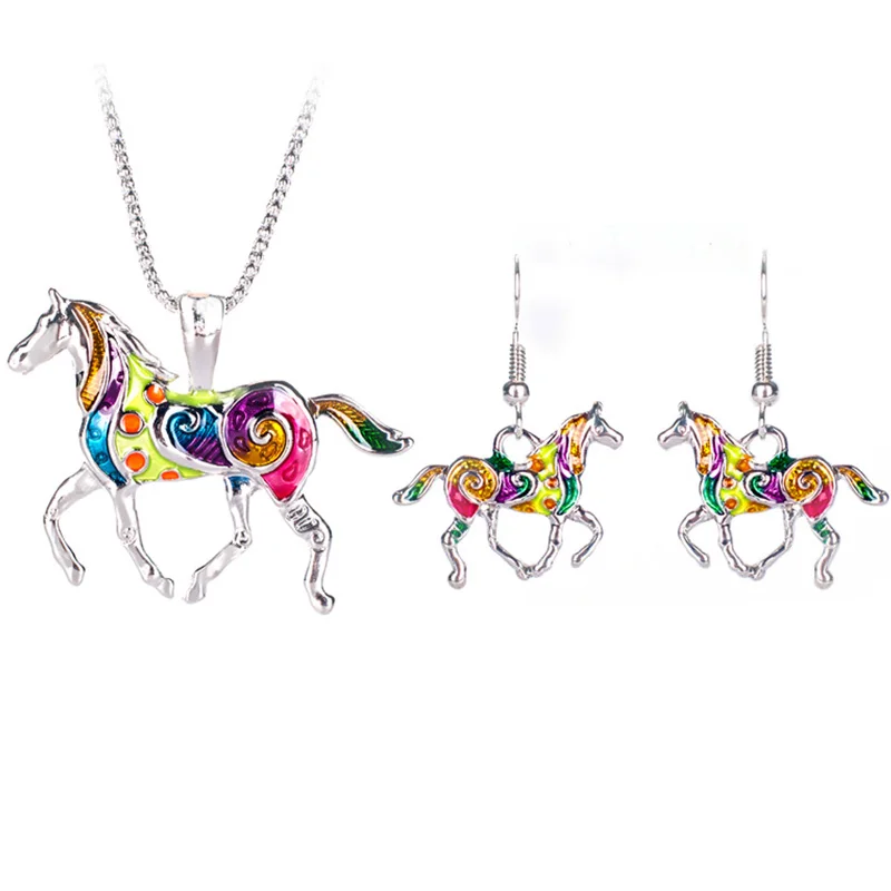 Красочные серьги с лошадями эмаль Brincos Vintage этнические в виде животных для Для